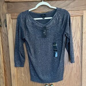 Worthington Metallic Gray Top